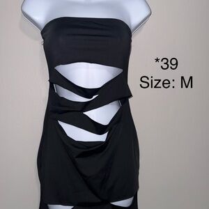 Black Cutout Strapless Dress - M